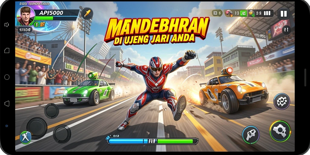 Tampilan gameplay API5000 yang menegangkan saat balapan.
