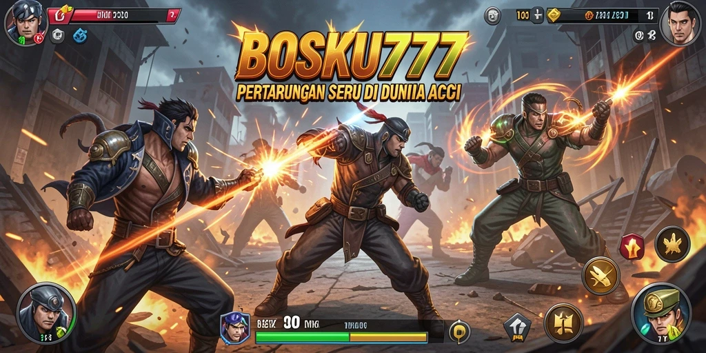 Tampilan gameplay action dinamis dari BOSKU777 yang memukau.