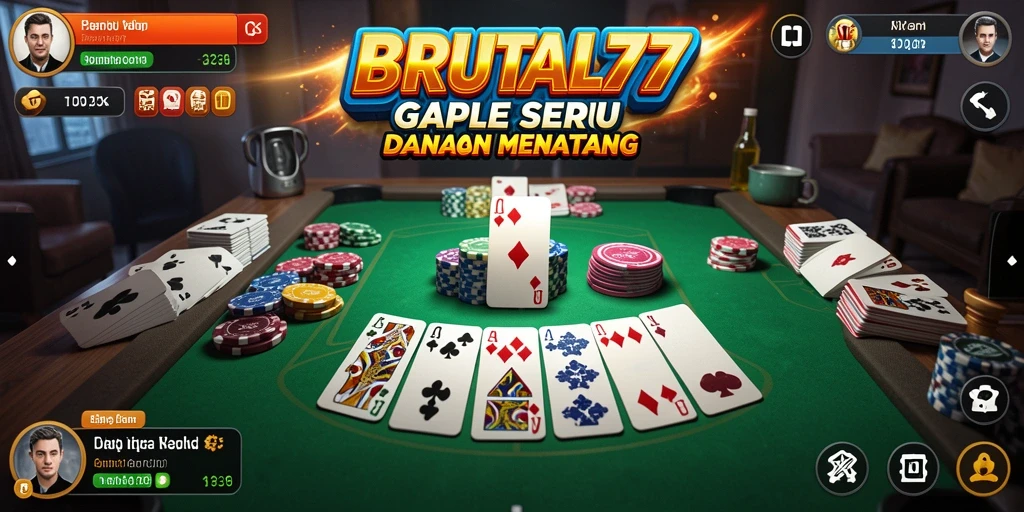 Screenshot utama BRUTAL77 menampilkan gameplay Gaple yang memikat.