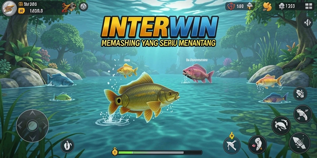 Screenshot menampilkan aksi memancing seru di INTERWIN.