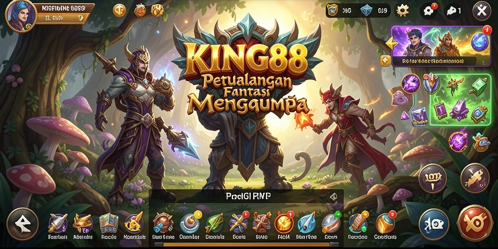 Tampilan spektakuler gameplay RPG dalam KING88 dengan karakter yang epik.