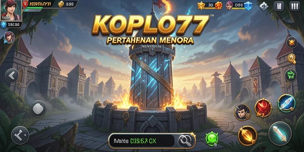 Screenshot KOPLO77 menampilkan pertempuran seru dalam Tower Defense.