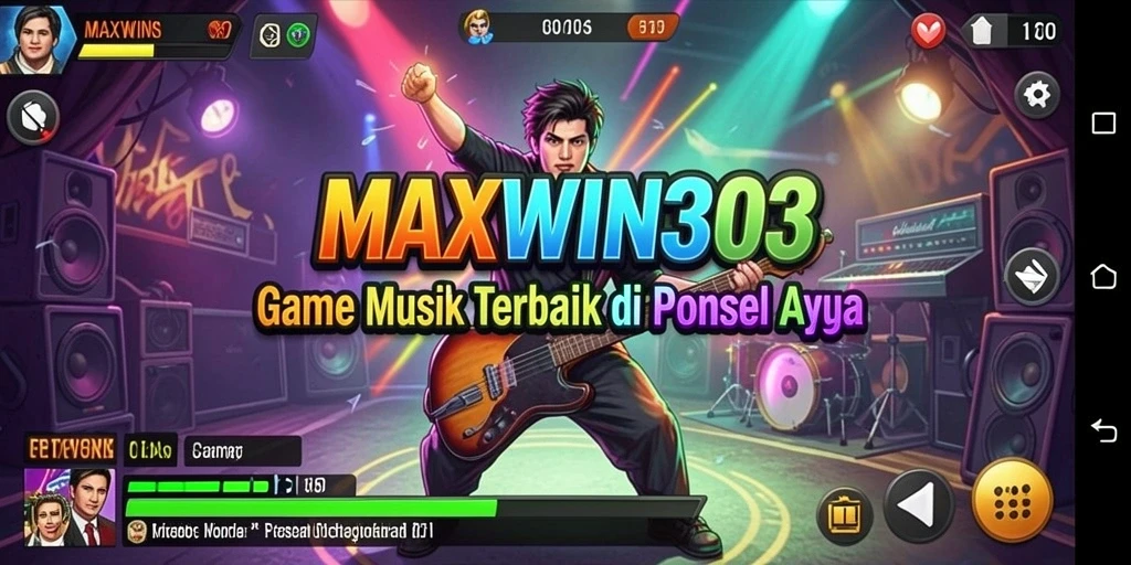 Screenshot gameplay MAXWIN303 menunjukkan pemain bersenang-senang dengan musik.