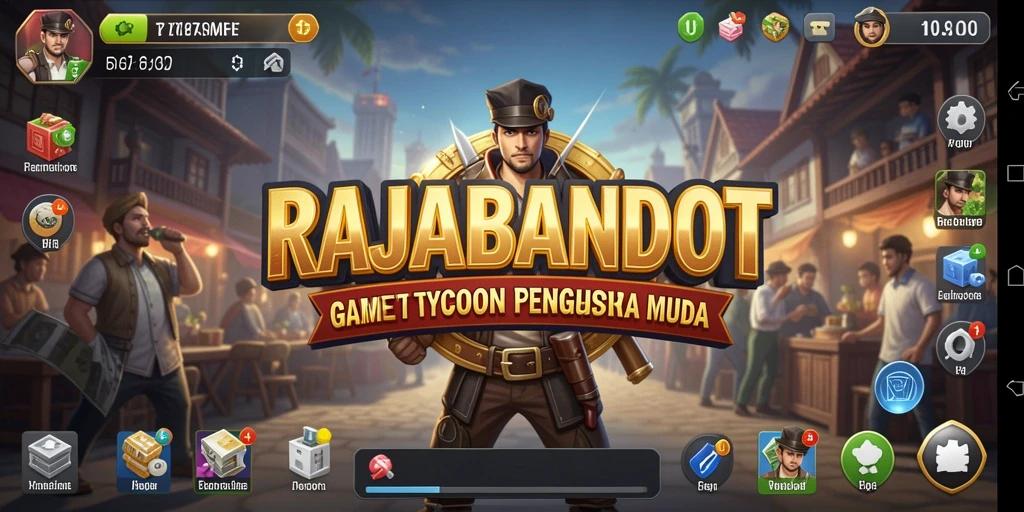 Screenshot gameplay RAJABANDOT yang menunjukkan keseruan membangun bisnis.