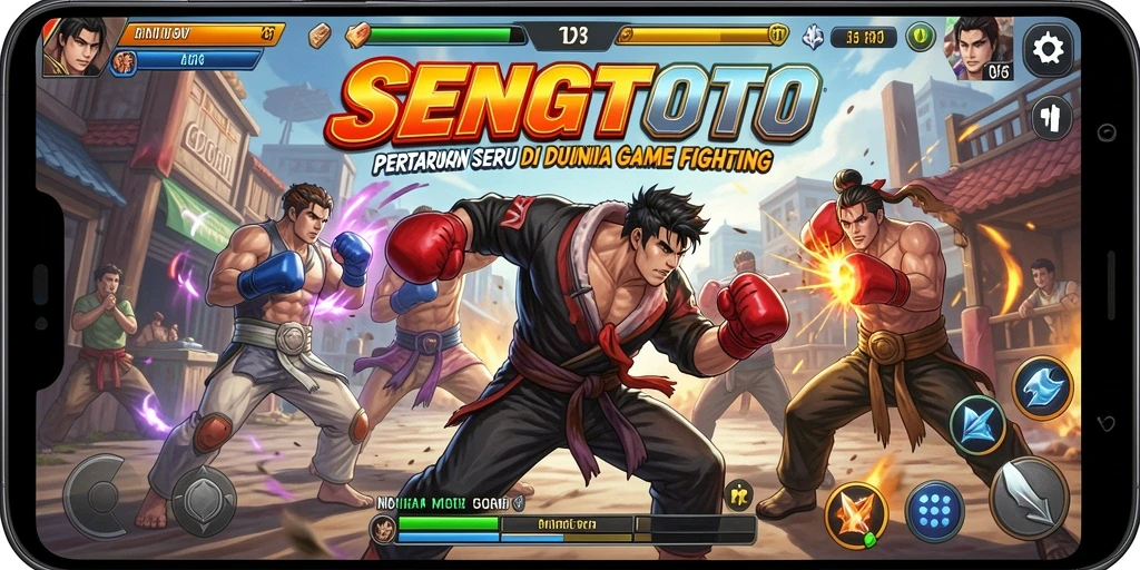 Screenshot gameplay menampilkan pertarungan mendebarkan dalam SENGTOTO.