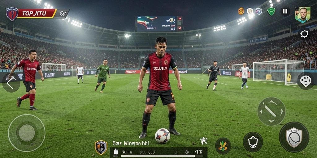 Tampilan gameplay menarik dari game sepak bola TOPJITU.