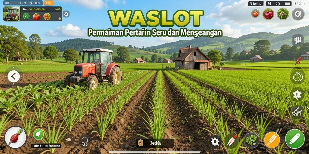 Tampilan gameplay WASLOT yang menampilkan pertanian yang indah dan interaktif.