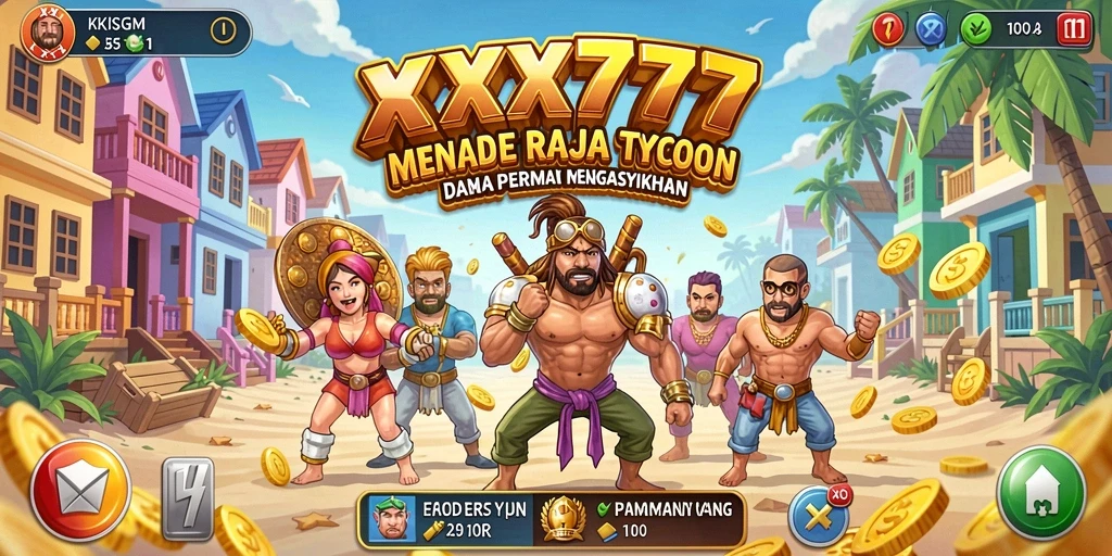 Tampilan gameplay XXX777 saat membangun bisnis Tycoon.